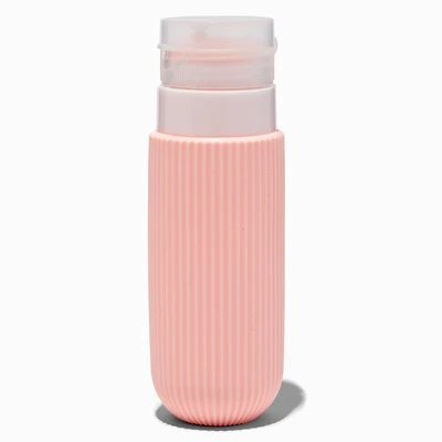 Pink Ribbed Reusable Travel Bottle