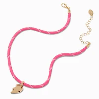 Best Friends Gold-tone Split Heart Pink Rope Pendant Necklaces - 2 Pack