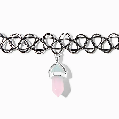 Color-Changing Mystical Gem Pendant Black Tattoo Choker Necklace
