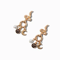 Gold-tone Snake Charm Drop Earrings
