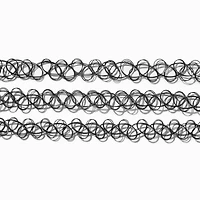 Black Tattoo Choker Necklaces - 3 Pack