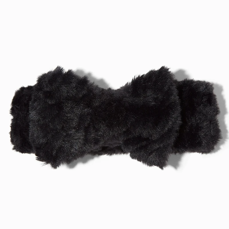 Black Furry Makeup Bow Headwrap
