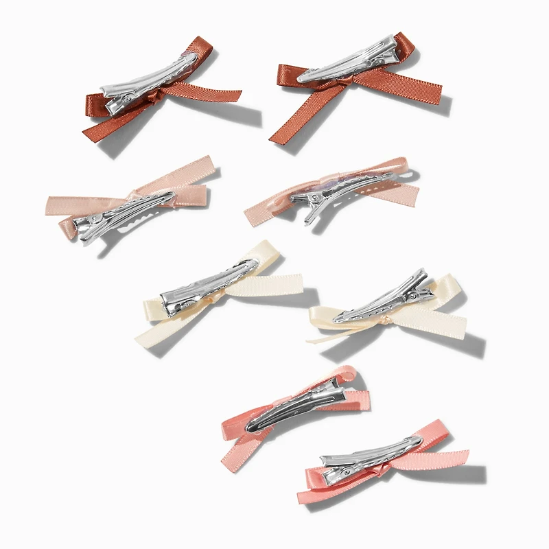 Boho Mini Hair Bow Clips - 8 Pack