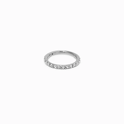 18G Silver-tone Titanium Crystal Clicker Nose Hoop