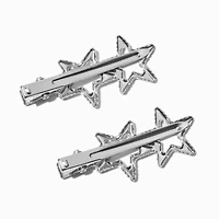 Silver-tone Stars Hair Clips - 2 Pack 