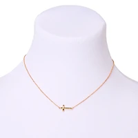 Gold-tone Sideways Cross Stackable Pendant Necklace