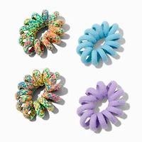 Fabric-Covered Spiral Hair Ties - 4 Pack