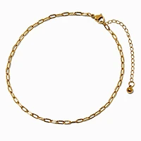 Gold-tone Stainless Steel Paperclip Chain Anklet