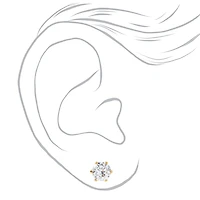 C LUXE by Claire's 18kt Gold Plated Cubic Zirconia 7mm Round Stud Earrings