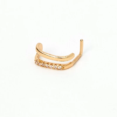 Gold-tone Dainty Crystal 20G Nose Ring
