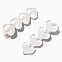 White Puffy Heart Hair Clips - 2 Pack