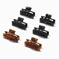 Black & Tortoiseshell Rectangle Hair Claw - 6 Pack