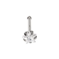 20G Silver-tone Titanium Crystal Star Nose Stud