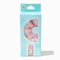 Pink French Tip Bling Squareletto Vegan Faux Nail Set - 24 Pack