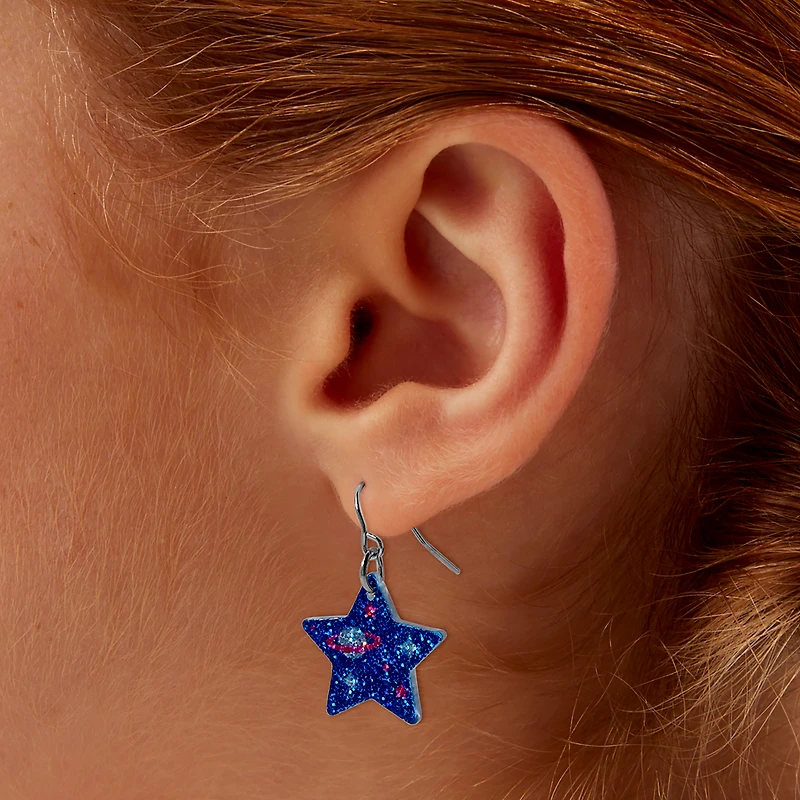 Glitter Galaxy Star Drop Earrings