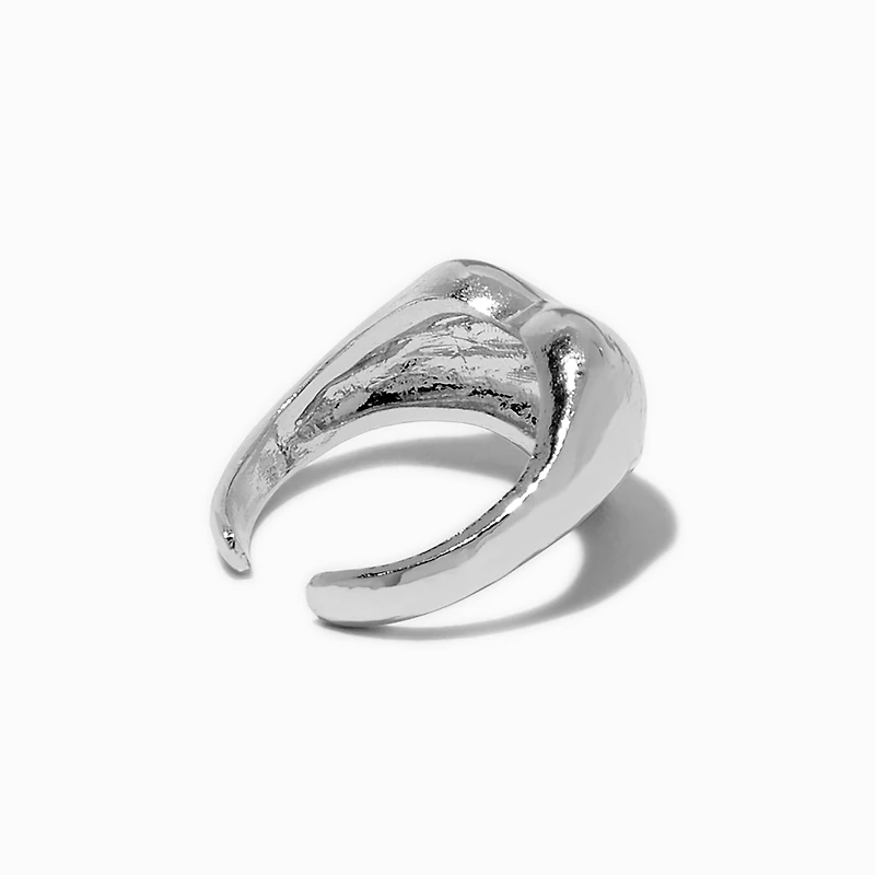 Silver-tone Puffy Heart Ear Cuff