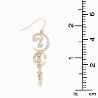 Gold-tone Starburst Moon 2" Drop Earrings