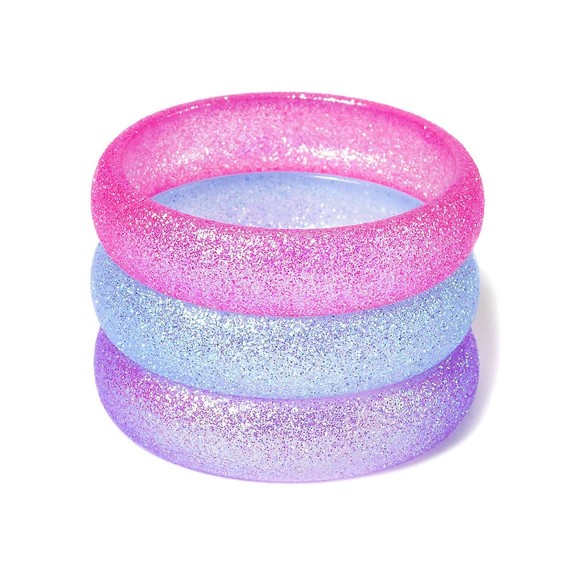 Claire's Club Glitter Bangle Bracelets - 3 Pack