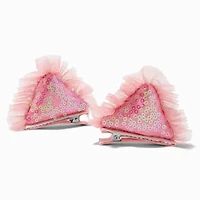 Claire's Club Pink Sequin Cat Ears Hair Clips - 2 Pack