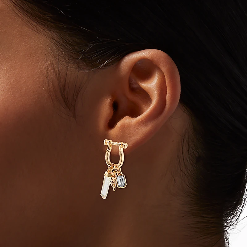 Gold-tone Carabiner Charm Drop Earrings