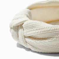 Ivory Crinkle Knotted Headband