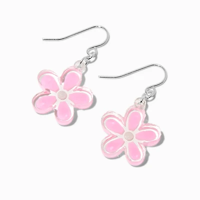 Pink Plastic Daisy Drop Earrings