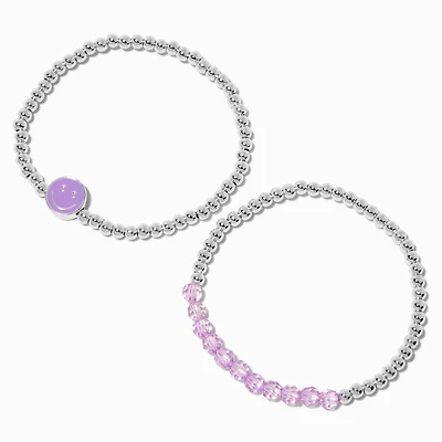 Purple Happy Face Stretch Bracelets - 2 Pack