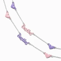 Best Friends Pink & Purple Besties Heart Pendant Necklaces - 2 Pack