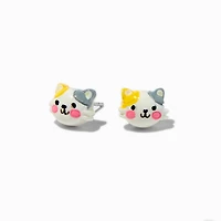 Orange & Gray Cat Stud Earrings 