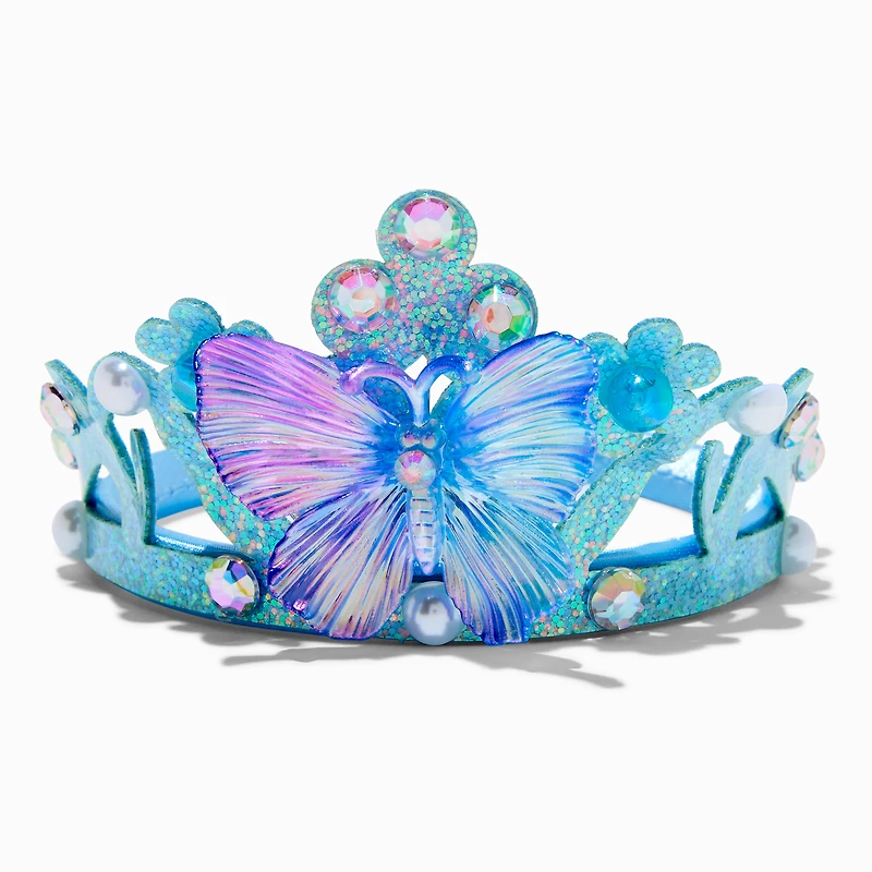 Claire's Club Iridescent Blue Butterfly Crown & Wand - 2 Pack