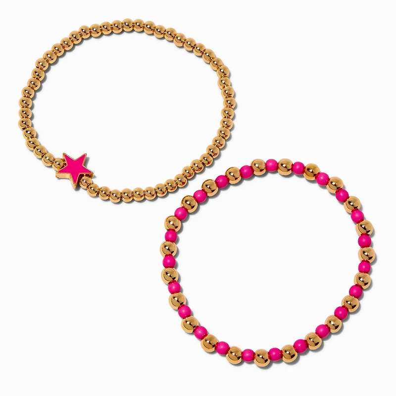 Hot Pink Star Stretch Bracelets - 2 Pack