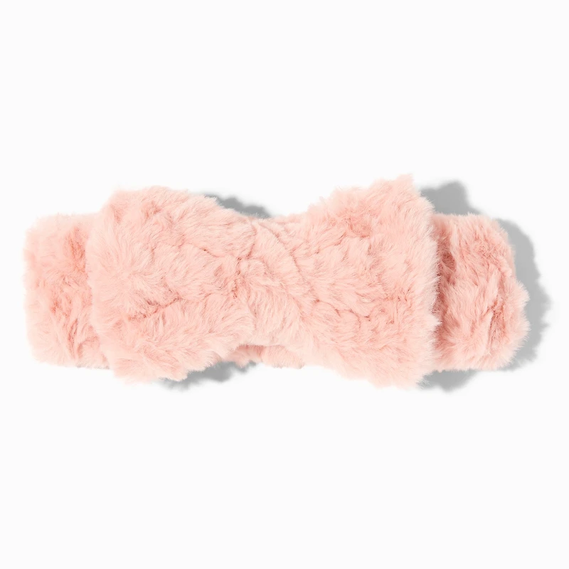 Blush Pink Furry Makeup Bow Headwrap
