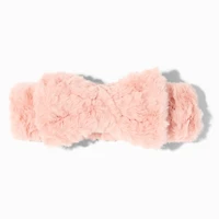 Blush Pink Furry Makeup Bow Headwrap