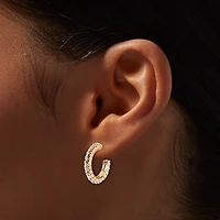 Gold-tone Circle Dot Mixed Hoop Earring Stackables Set - 3 Pack