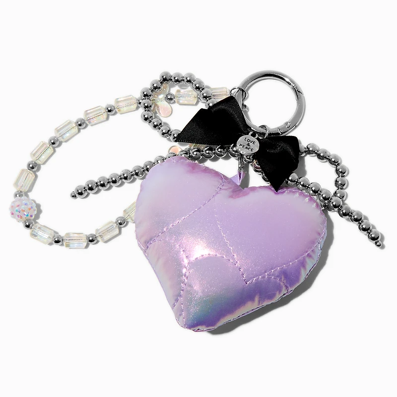 Purple Puffy Heart Bag Charm