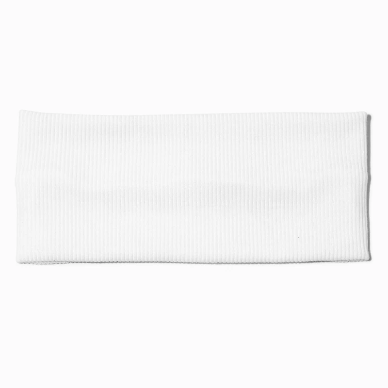 White Flat Ribbed Headwrap