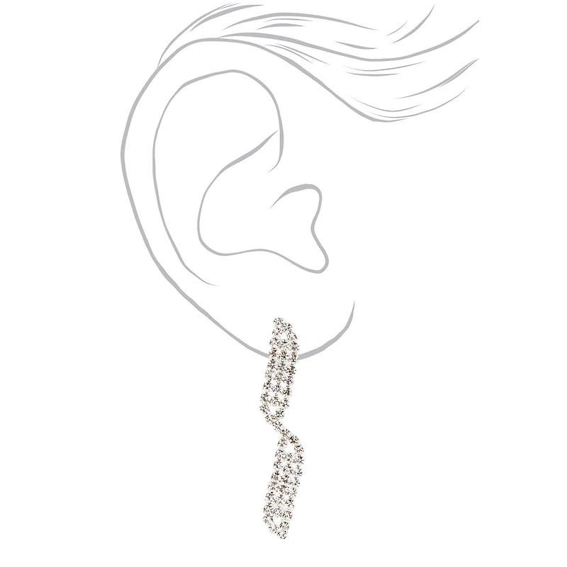Silver-tone Rhinestone Waves Jewelry Set - 2 Pack