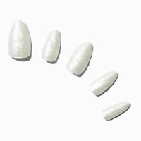 White Glazed Almond Vegan Faux Nail Set - 24 Pack