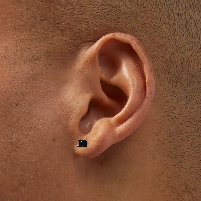 Black Cubic Zirconia 3mm Round Stud Earrings