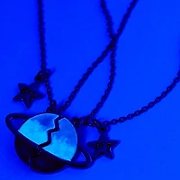 Best Friends Glow The Dark Outer Space Split Pendant Necklaces - 2 Pack