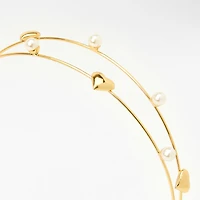 Pearl Heart Gold Double Row Headband