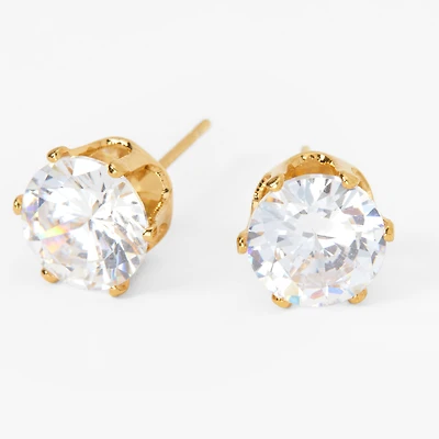 C LUXE by Claire's 18kt Gold Plated Cubic Zirconia 8mm Round Stud Earrings