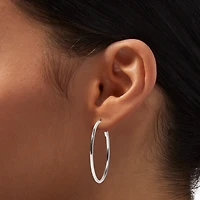 Silver-tone Graduated Hinge Hoop Earrings - 3 Pack