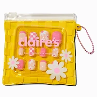 Yellow Checkered Press On Faux Nail Set