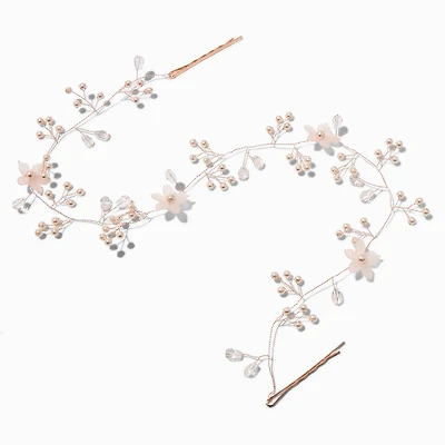 Rose Gold-tone Frosted Flower Hair Swag