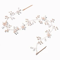 Rose Gold-tone Frosted Flower Hair Swag