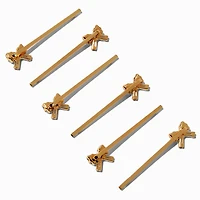 Gold Cubic Zirconia Bow Hair Pins - 6 Pack