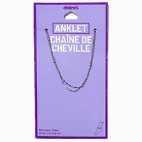Silver-tone Stainless Steel Multi-Strand Ball Chain Anklet