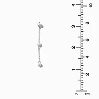 Silver-tone Pearl Station 2" Linear Drop Earrings