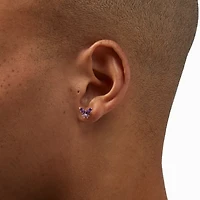 Purple Cubic Zirconia Silver-tone Butterfly Stud Earrings